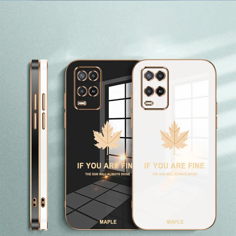 Casing telepon if you are fine daun maple Daun kuning phone case for OPPO A54 4G,Daun kuning pattern,cute,TPU material,Daun kuning,cover 4