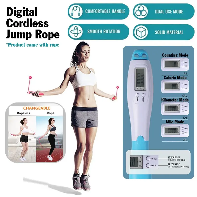 [SG Seller]Digital Cordless Jump Rope/Skipping Rope/Wireless/Skipping Rope/Cardio Workout Jumping Rope Counting