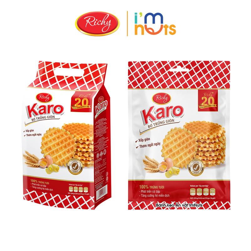 Bánh Karo Richy Bơ Trứng Giòn Túi 150g Và 270g