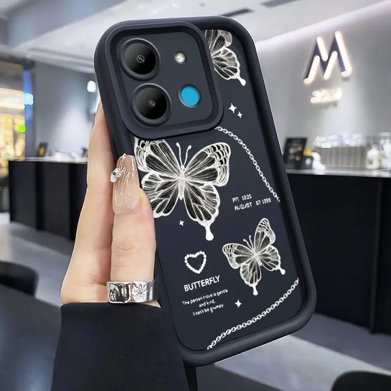 Casing Hp Untuk Infinix Smart 7 Tecno Spark Go 2023 Tecno Pop 7 Pro Casing Pola Kupu-kupu yang Elegan Bahan silikon Cesing Casing Hp Kesing Softcase Case pelindung marshmallow Anti Jatuh Gores