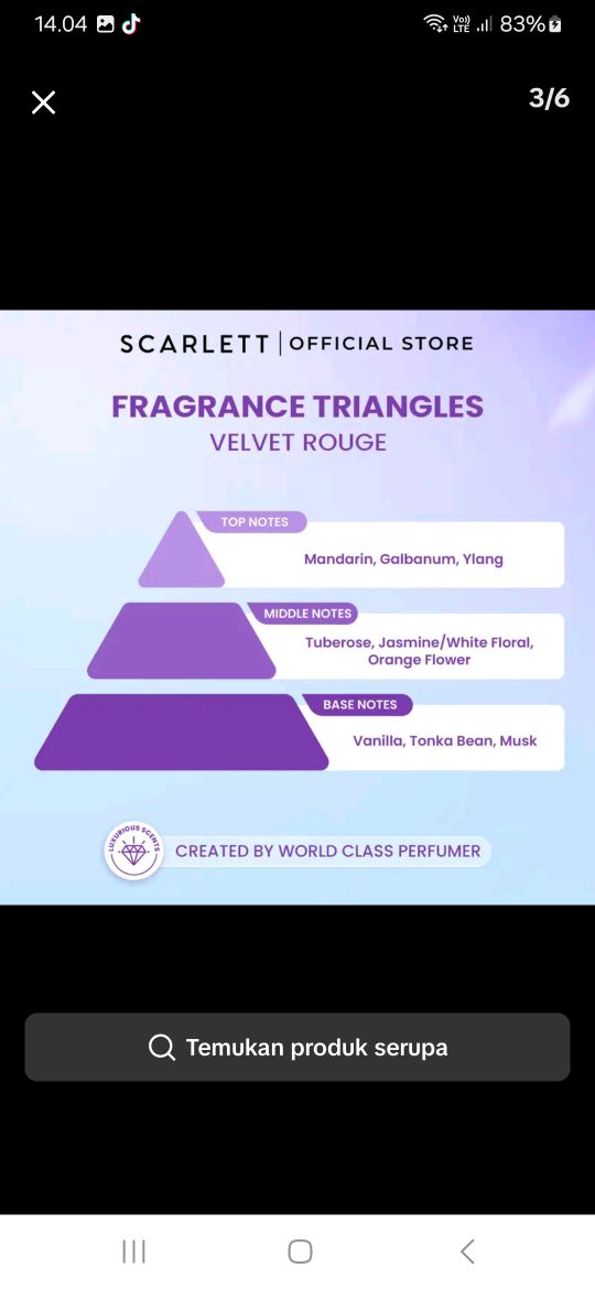 Scarlett Parfum Scarlett Velvet Rouge 30ml - Aroma Floral Oriental Terbaik