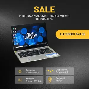 AISAR Laptop Elitebook 840 G5 Prosesor Intel Core i5-8250U RAM 8GB DDR4 SSD 256GB NVME Grafis UHD 620 Performa Maksimal Harga Murah