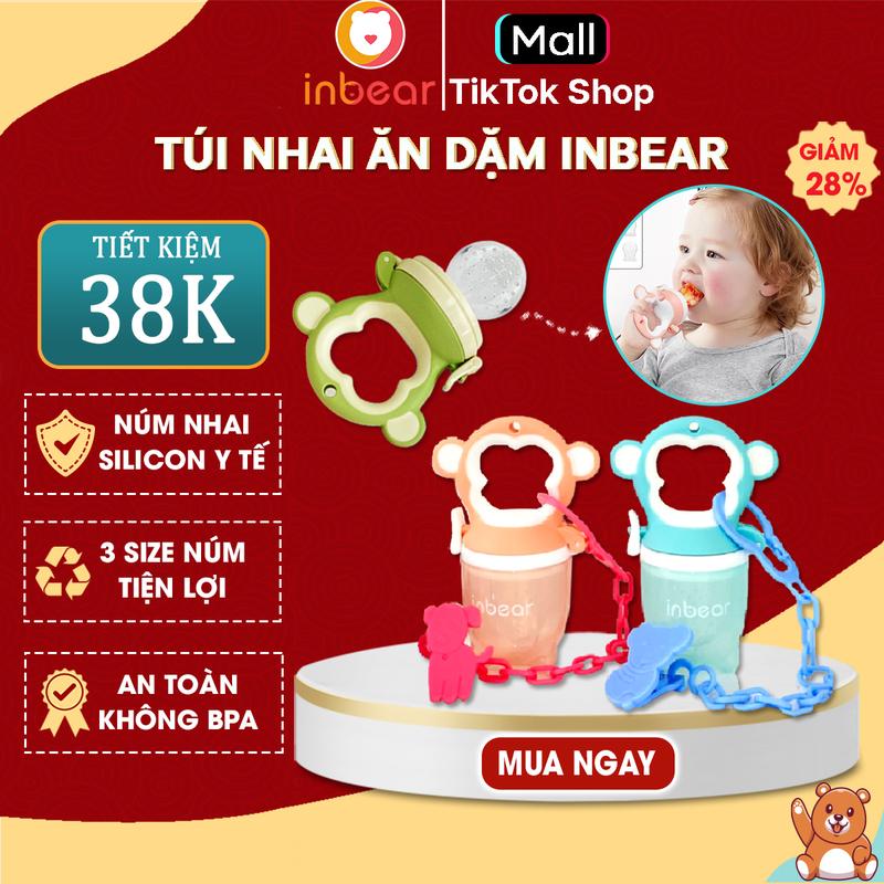 Túi Nhai Ăn Dặm Inbear Chống Hóc Cho Bé Tập Ăn Hoa Quả Rau Củ Túi Tập Ăn Trẻ Em Tặng Móc Kẹp - Model IBC-7110