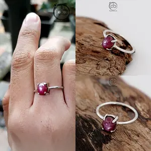 Cincin Wanita Perak 925 Asli Natural Star Ruby Madagaskar Madhira