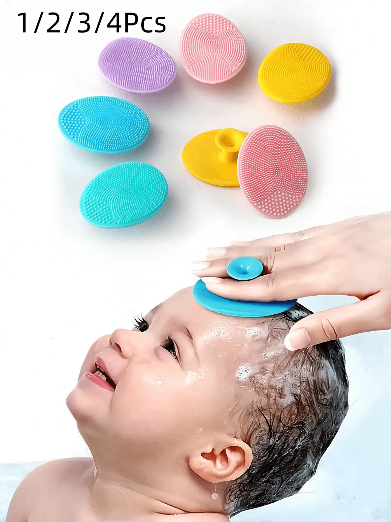 Small silicone face brush, baby shampoo brush, deep cleaning for blackheads, baby shower brush, soft bristle circular shampoo brush