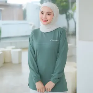 BBC Nameera Kaos basic Logo Warna Terbaru tangan karet full panjang bahan katun Combed 20s Premium adem Polos Baju Wanita Oblong Top Tebal Nyaman