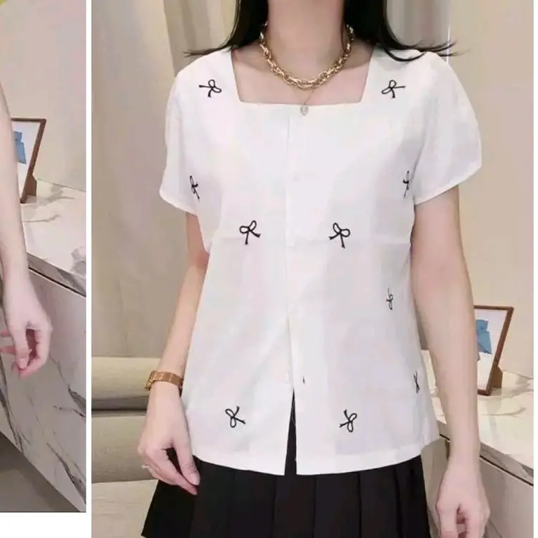 MC 2403 ATASAN LEHER KOTAK MOTIF PITA KANCING BAHAN COTTON POPLIN PREMIUM 6