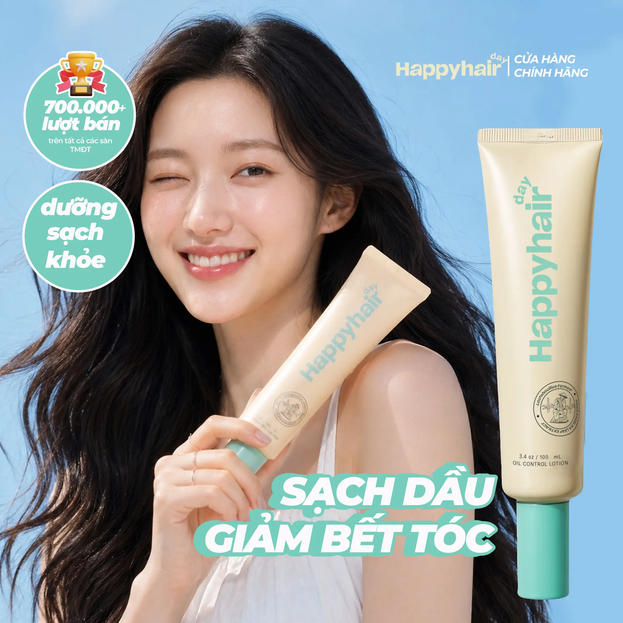 Lotion kiềm dầu Happyhair Day 100ml hỗ trợ giúp tóc bồng bềnh Cho Tóc Dơ Bết Dầu - Nữ, Women