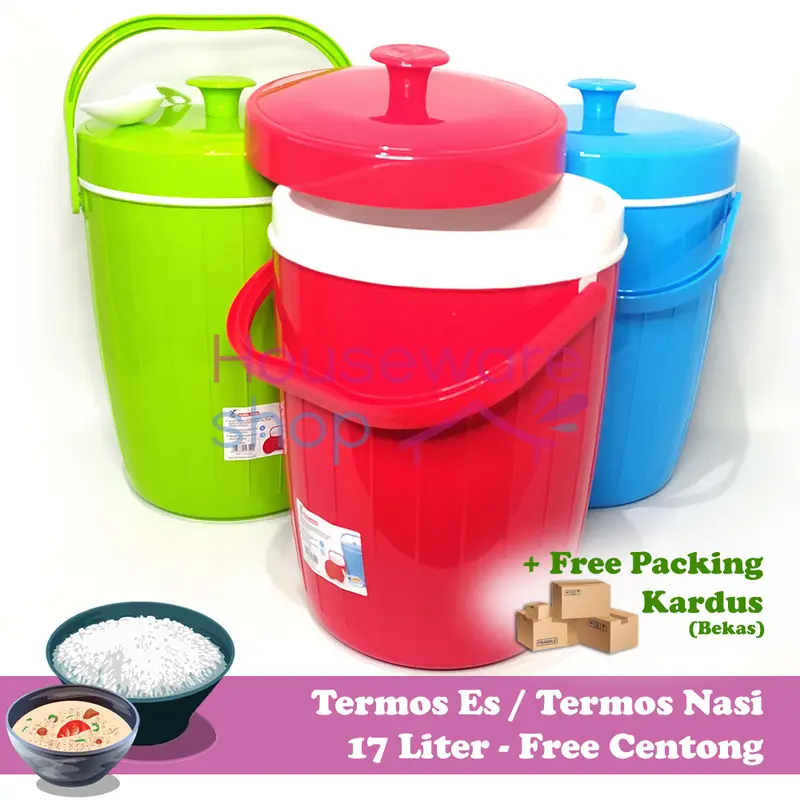 Termos Nasi 14 & 17 Global Eagle / Termos Es Batu / Tempat Nasi Es Batu / Rice Ice Bucket + Free Centong Plastik Vacuum 2