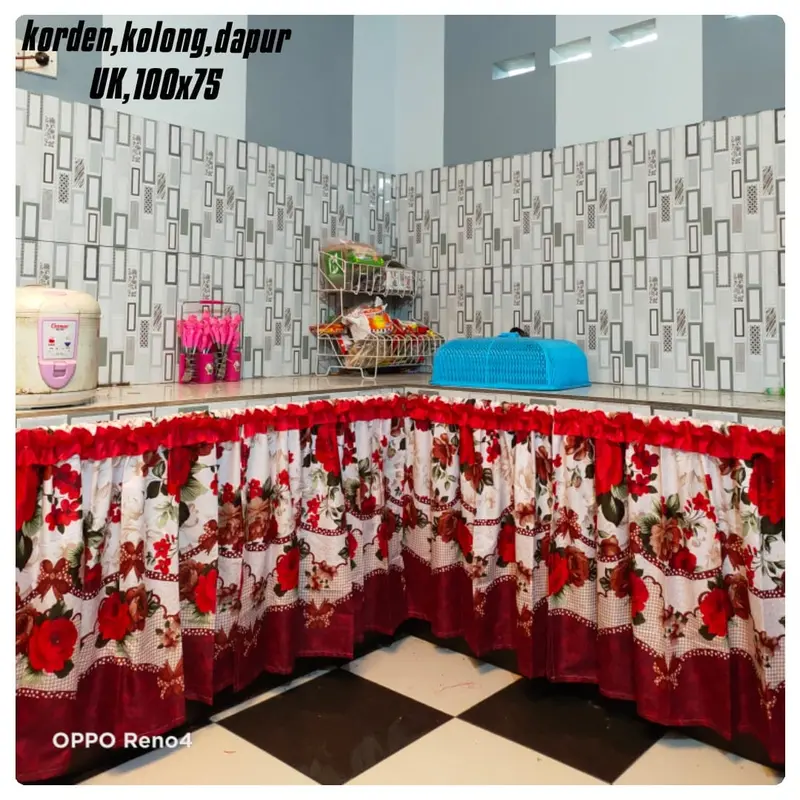 Toko Gorden Kolong - Gorden Kolong Dapur Lebar 100cm Tinggi 70cm Bonus Tali 4