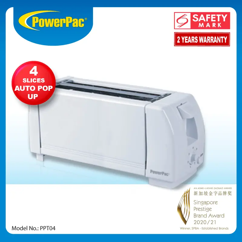 PowerPac Bread Toaster 4 Slice Pop-up Bread Toaster ( PPT04)