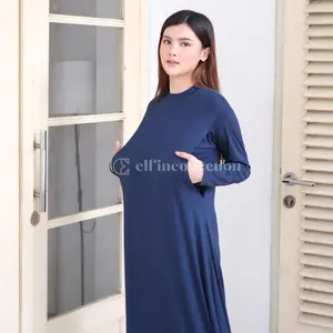 Manset Gamis Busui Lengan Panjang Turtleneck Kaos Rayon Premium | Inner Dress Longsleeve For Nursing Wear | Dalaman Gamis Ibu Menyusui Terlaris