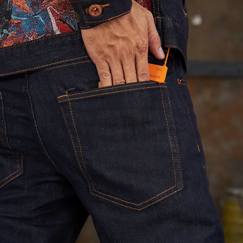 Mã 6686, Quần Jean Nam, Xanh Trơn, Form Slim, Denim Co Giãn 8