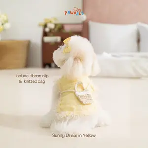 Sunny Dress - Baju Anjing Kucing Doggie Puppy Kitten Betina Dress Gaun Lucu Tas One Set Gemes Cantik Biru Kuning