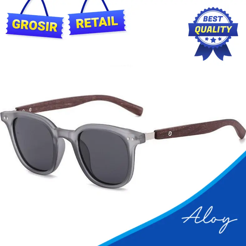 PL-H050 Kacamata Hitam European and American Wood Grain Leg Sunglasses Uv Protection