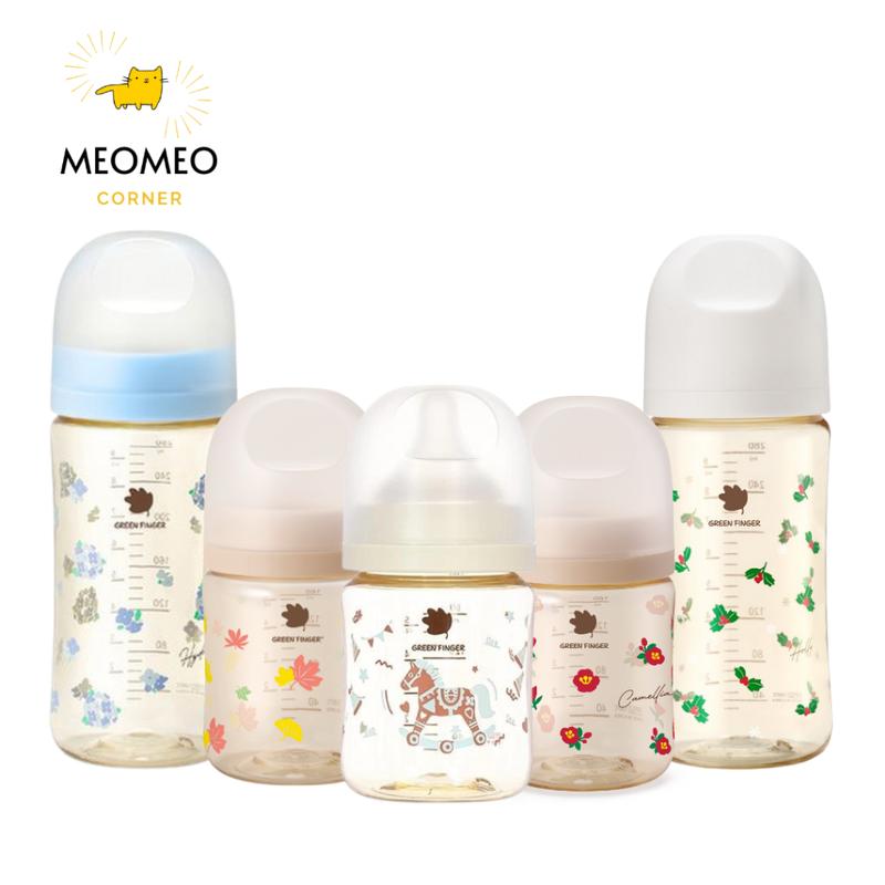 COD[KO HỘP] Bình sữa Green Finger Bebegrow PPSU Hàn Quốc size 160ml / 280ml núm ti mềm 2 van khí chính hãng Greenfinger