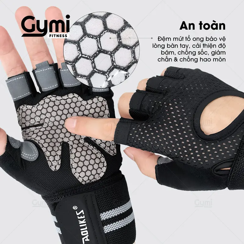 Găng Tay A-113 | Găng Tay Nam Nữ Tập Gym, Tập Thể Thao - Bao Tay  Chống Trơn Trượt 3