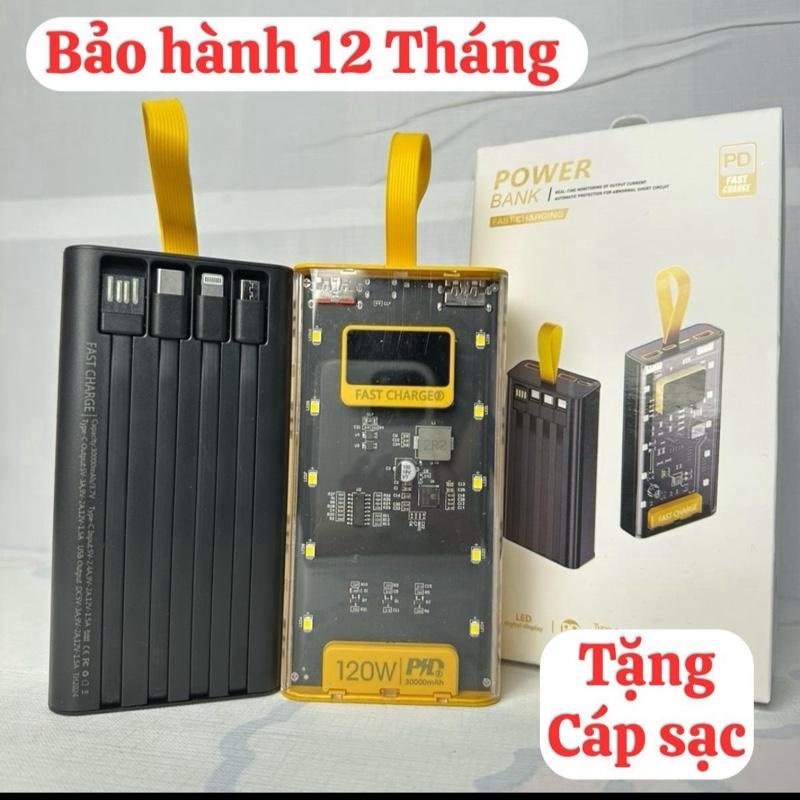 Sạc pin dự phòng dung lượng 30.000 , công suất 120W sạc nhanh pinduphong cục cucsac danang maxell 3s
