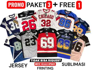 Paket Hemat 4 Pcs 100 Ribu Kaos Jersey Dryfit Milano Pria Wanita Model Terbaru Motif Acak Sport Sublimasi Bahan Dryfit