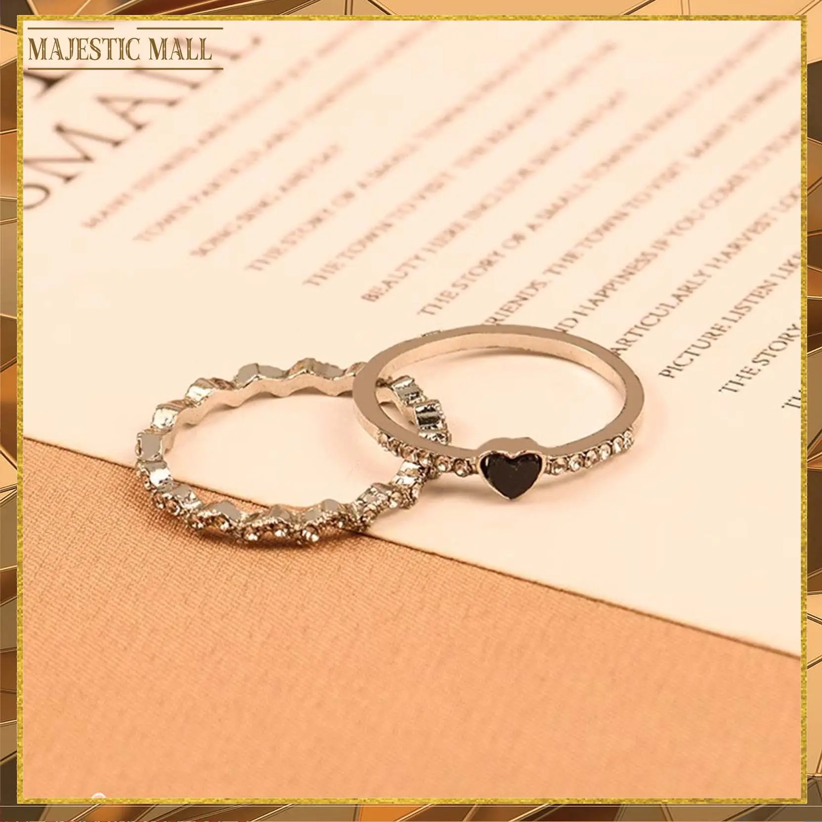 Cincin Set Motif Cantik Love Dan Gerigi Perak Rings 1228