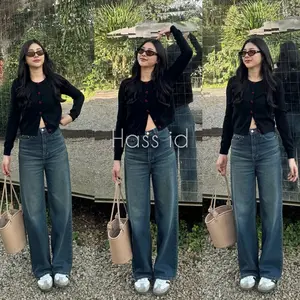 Hass id UNISEX Baggy Jeans Retro - Celana Jeans Wanita Oversize Gombrong Retro Loose Korean Style