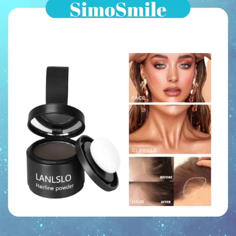 Serbuk Garis Rambut Lanlslo,Sesuai untuk Rambut Pendek dan Panjang,Segera Hitam, Penutup Akar, Pembaikan dan Isi Warna Rambut, Bayangan Warna Rambut Alamiah, Kalis Air, Kalis Air dan Kalis Peluh Highlighter Makeup Bronzer