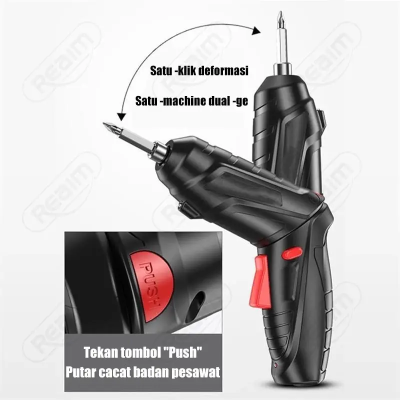 Mesin Bor Cordless Mini 47 Pcs Set 4.2 V / Screwdriver Battery Obeng 4