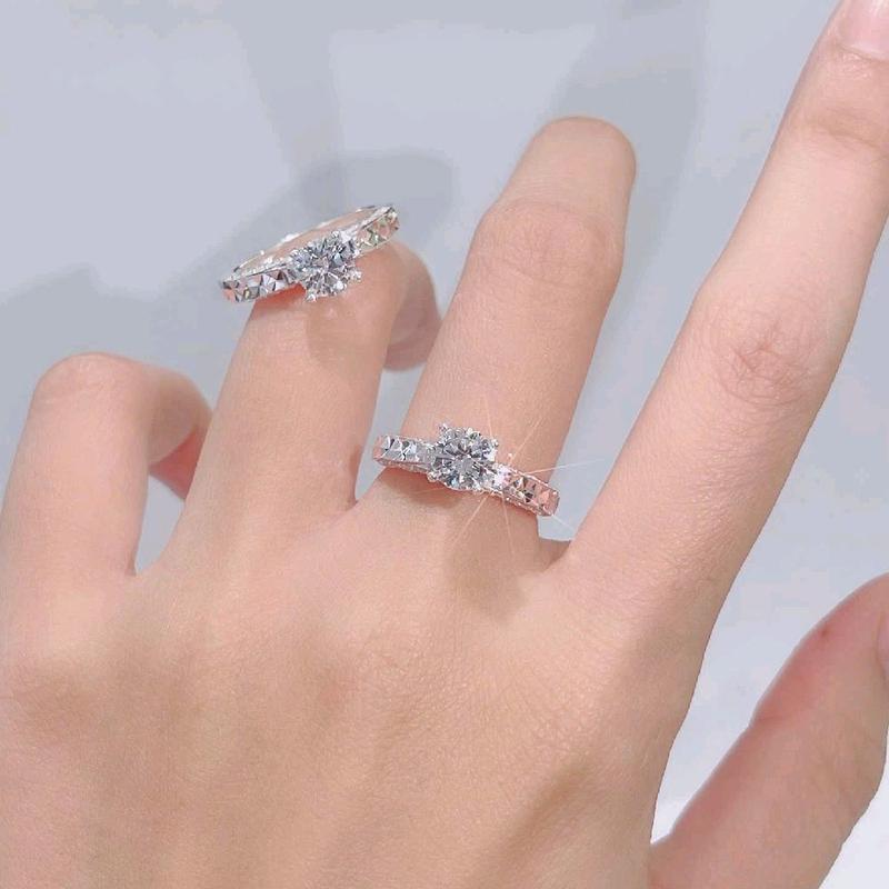 NHJ 1608 - Nhẫn 1 hột chủ 7mm .viền chạm máy .Bạc ý xi Bạch kim