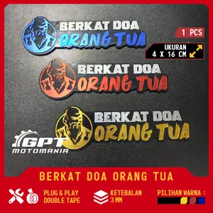 BERKAT DOA ORANG TUA EMBLEM TIMBUL AKRILIK MIRROR GOLD RED BLUE DENGAN PEREKAT Motorcycle