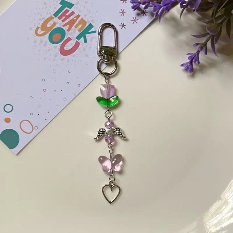 Gantungan Kunci Charm Tulip Aesthetic | Bag Charm manik aesthetic | Gantungan Hp Flashdisk 4