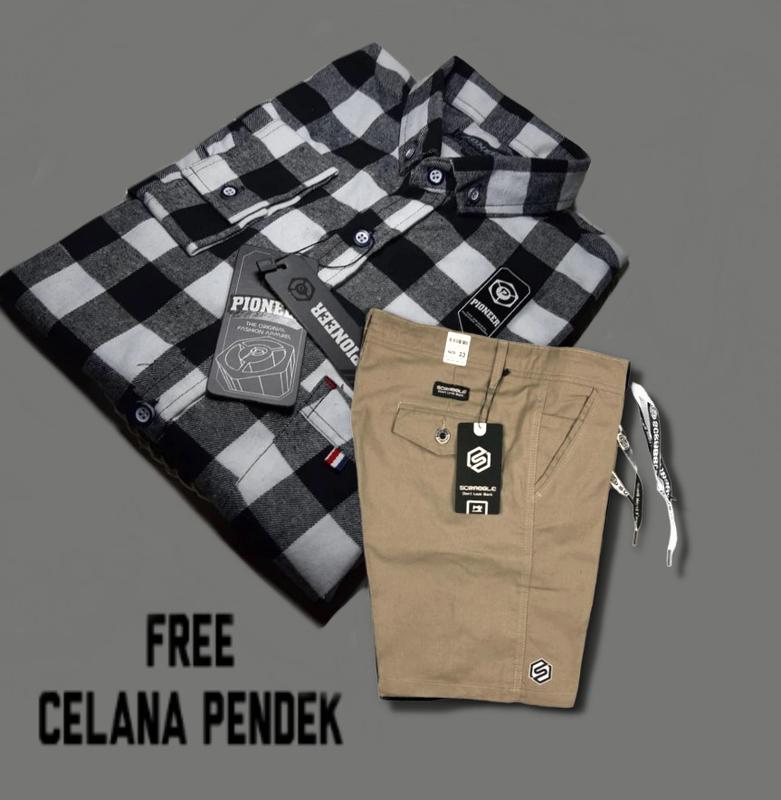 ONE SET Outfit Cowok Baju Setelan Satu Set Fasion Pria Dewasa Laki Laki Katun Lengan panjang Setrip Celana Hitam 5