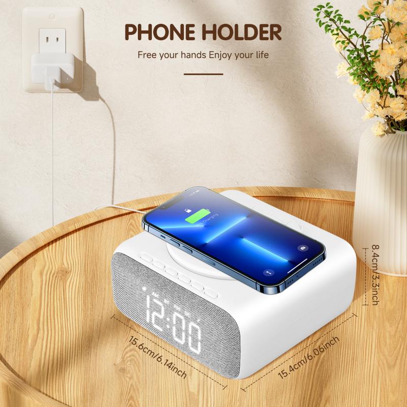 Product Introduction of Smart Alarm Clock Snooze Function Charging Station Radio Alarm Clock ， Alarm Clock Bluetooth Speaker Mains Operated Digital Alarm Clock without Ticking 29