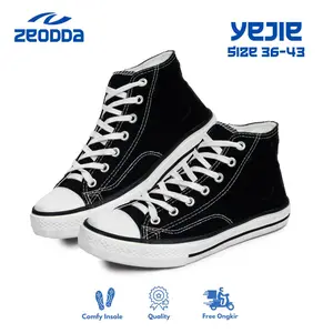 Zeodda Yejie Sepatu Canvas Bertali Shoes Kanvas Polos Trendy Wanita Pria Sneakers Casual Karet Sekolah Free Kotak Kasual 1012