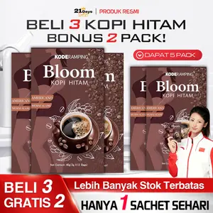 A-21Days Coffee Americano - Bloom Kopi Hitam Bubuk dari Biji Arabika (12Sachet/Box) Halal - Cocok Espresso, Gula & Susu