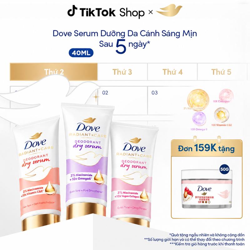 [CHÍNH HÃNG] Dove Serum dưỡng sáng khử mùi Dove dành cho nữ với 3% Niacinamide giúp da sáng mịn đều màu 40ml tốt như lăn khử mùi [v]