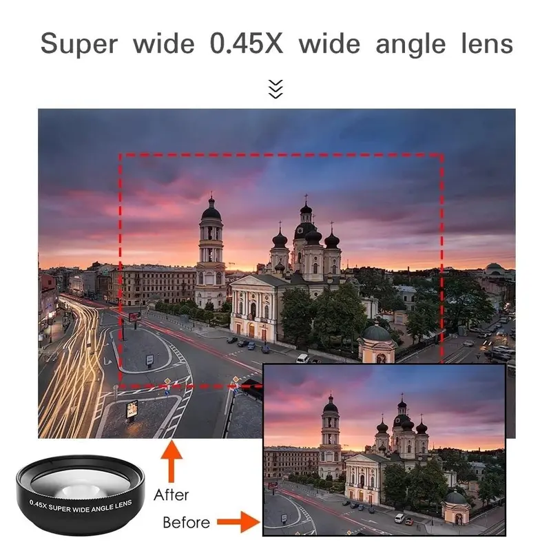 Phụ Kiện Ống Kính Điện Thoại Di Động 2 Trong 1 0,45x 49uv Kẹp Ống Kính 37Mm Ống Kính Góc Siêu Rộng + Ống Kính Macro HD Dành Cho iPhone Và Android 3