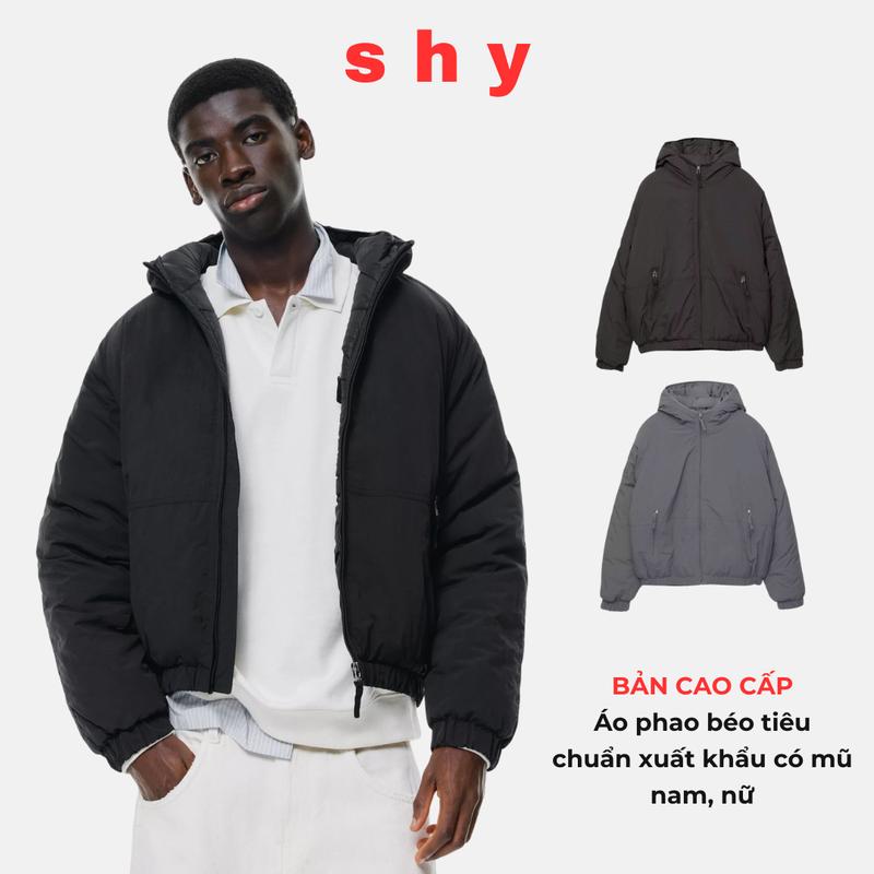 BẢN CAO CẤP Áo Phao Béo Không Dồn Bông Có Mũ Giữ Ấm Cực Tốt Chống Nước Nam Nữ Menswear Jacket Shy Basic