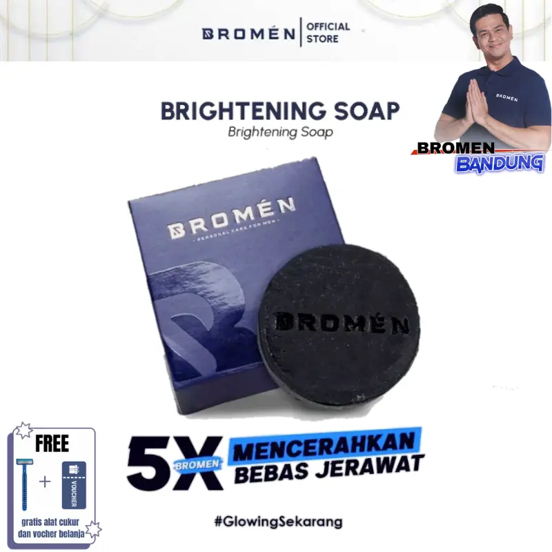 BROMEN Soap Brightening - Sabun Cuci Muka Perawatan Pencerah Wajah Pria Hitam dan Berjerawat