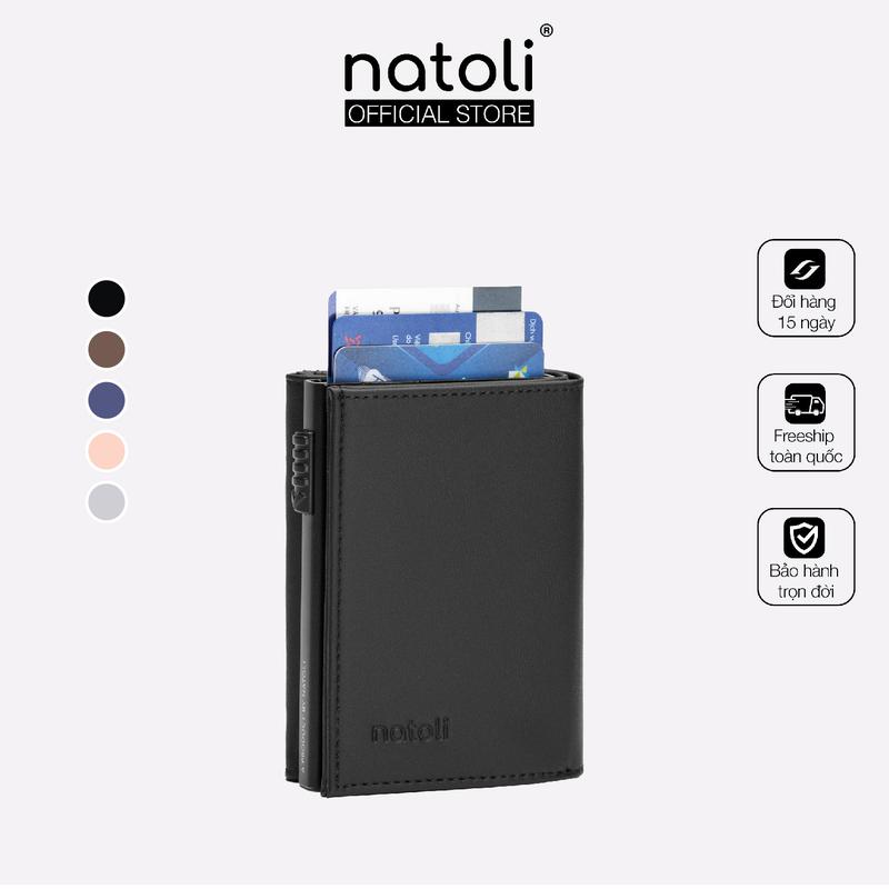  Ví nam nữ mini thông minh thương hiệu Natoli gập 3 đựng thẻ cao cấp - Futuristic Mini Wallet V8 