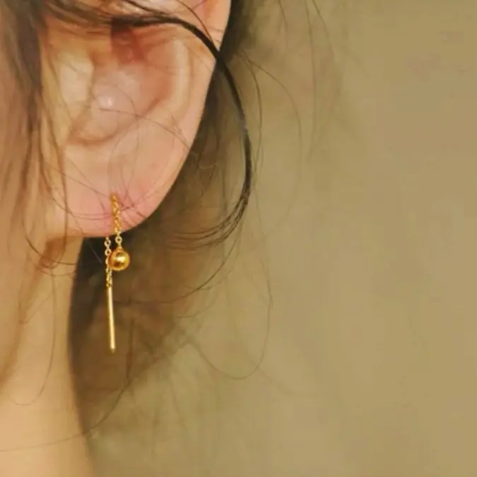 E & J - anting tusuk titanium wanita fashion korea gold 24k motif boba 0