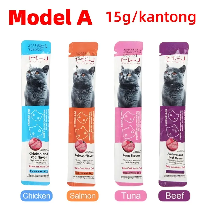Snack Kucing Cemilan Kucing - Multi Rasa Tuna Salmon Premium CREAMY CAT Camilan Sehat Disukai Kucing 4