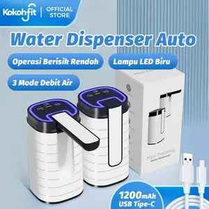 Pompa Galon Electrik Portabel / 3Mode Kuantitatif Water Dispenser Auto Desain Lipat Cerdas, Dilengkapi Lampu LED Biru - USB Type-C - 1200mAh
