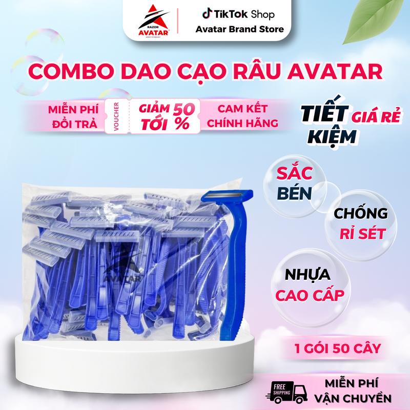   Gói giá trị  50 Dao cạo dùng một lần cán cong màu xanh lam - Lưỡi kép với dải bôi trơn | Dễ cầm Cạo mịn 