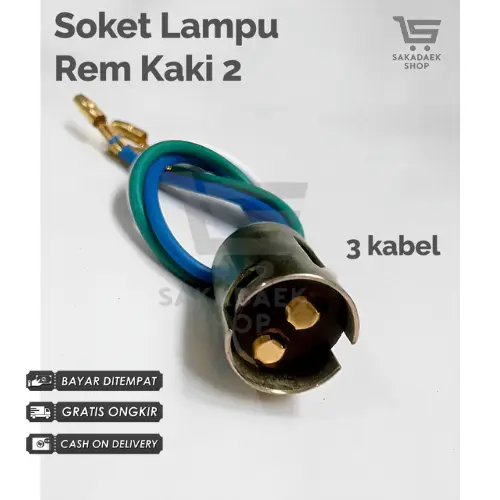 Soket Lampu Rem Kaki 2 1157 BAY15D untuk Motor Mobil Fitting Lampu Rem Belakang 2 Kabel - Car