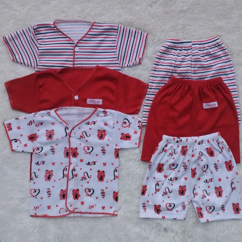 6 pics baju bayi newborn baru lahir usia 0 3 bulan laki laki perempuan warna merah motip karakter Laki-Laki 1