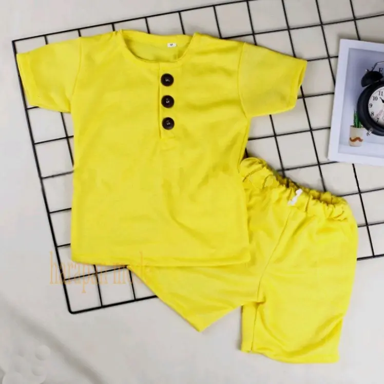 Setelan Anak KIANO Untuk Perempuan & Laki-laki Usia 1-6 Th Baju Stelan anak cewe,cowo Arsy polos kancing di dada 2