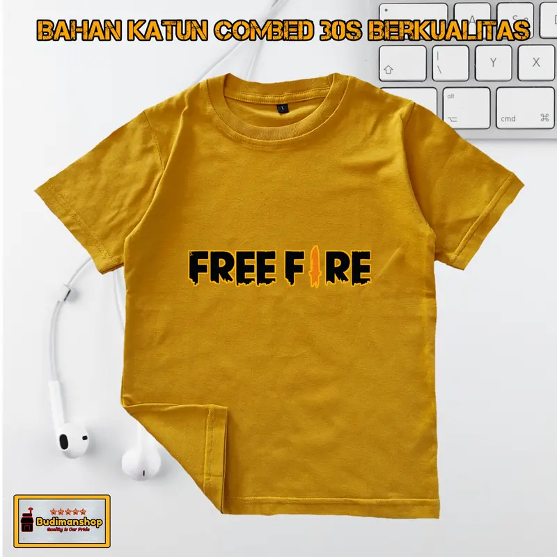Fashion Kaos Anak Game Free Fire Simple Keren Katun Combed 30s Asli 6