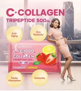 Sidomuncul C+Collagen Tripeptida 500 mg Vitamin C 1000 mg D3 Zinc & B Kompleks Minuman Suplemen Kesehatan Rasa Strawberry Lemonade