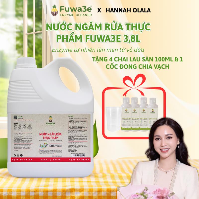 Hannah Olala x Fuwa3e NƯỚC NGÂM RỬA THỰC PHẨM FUWA3E LÀM SẠCH RAU CỦ QUẢ KHỬ MÙI CÁ THỊT 3.8L