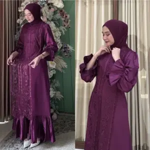 SNOWY DRESS SILK MIX TILLE BRUKAT GAUN WANITA KONDANGAN BRUKAT BUSUI FRIENDLY | SONYA DRESS TILLE MAXI DRESS | GAMIS MUSLIM BRUKAT PESTA MEWAH KEKINIAN